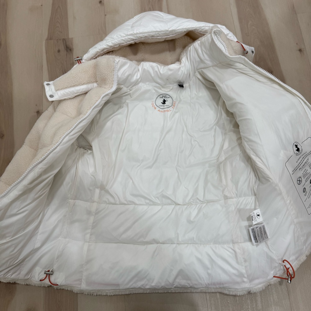 NWT Save the Duck Bertha Fleece Puffer Coat Cream Off White Women's Large - Picture 9 of 16